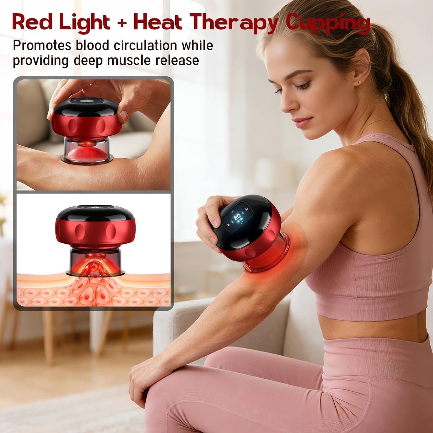 TheraCup™ Cupping Therapy Massager with Red Light & Dynamic Suction